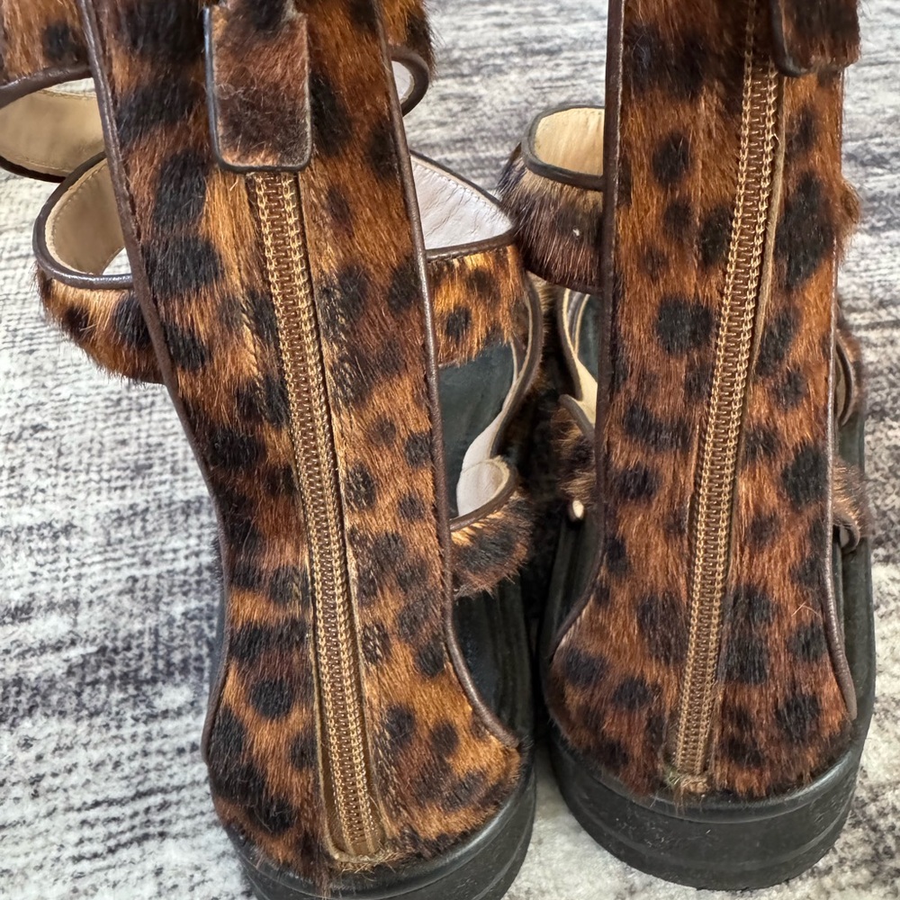 Stuart Weitzman Leopard Print Strappy Gladiator S… - image 3